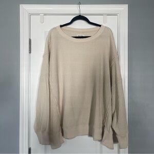 American Eagle AE Big Hug Oversized Waffle Crew Neck Pullover XXL